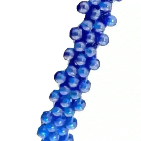 Hand beaded purse royal blue and white - Picture 6 of 9